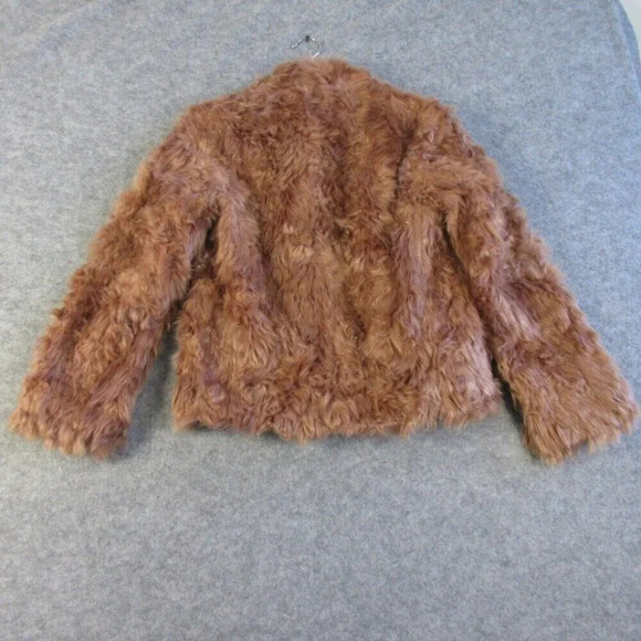 Vince Womens Plush Faux Fur Jacket Blazer S Pink Brown Blazer Coat Oversized 778 - Picture 12 of 14